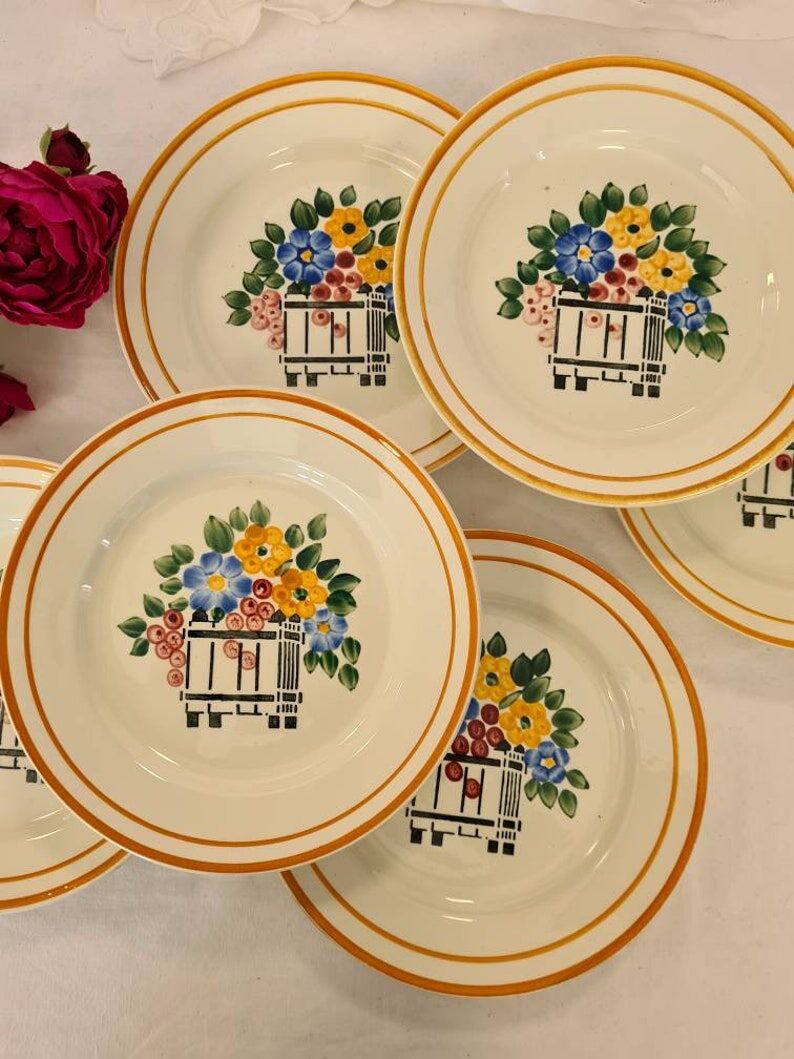 Set of 6 plates manufactured French HBCM