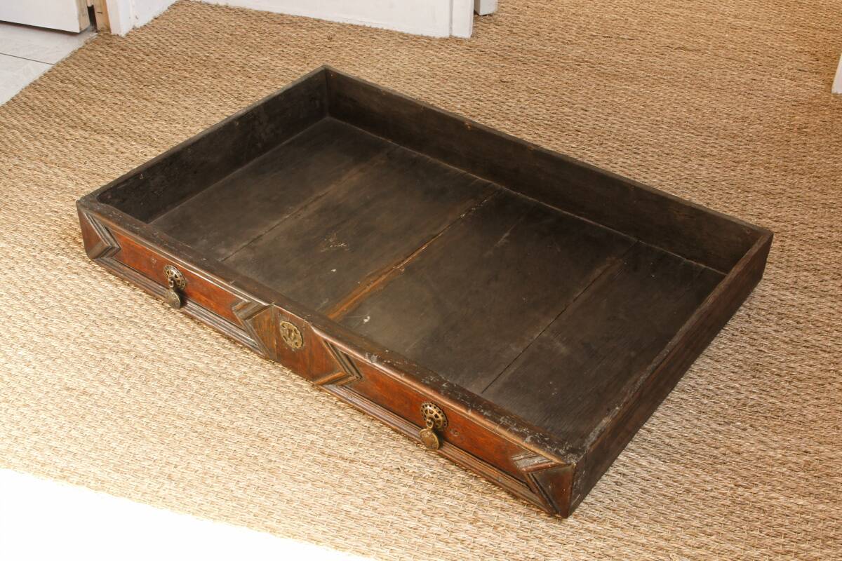 English chest of drawers; Charles II period, oak