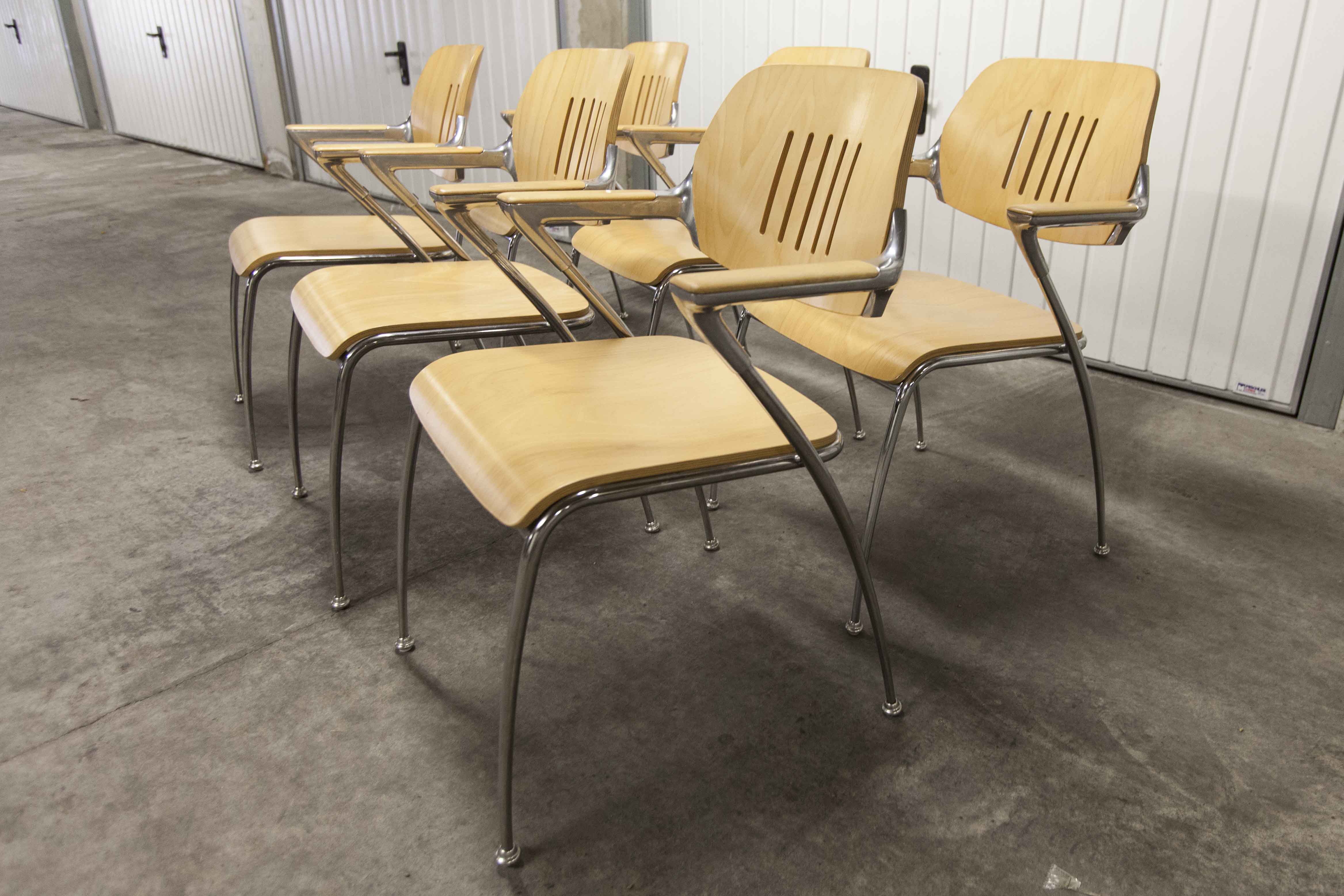 Lot of 6 "Golf" model chairs designed by Francesco Zaccone for the Brunner brand