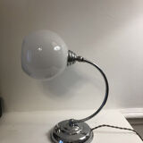 Antique articulated chrome lamp with opaline