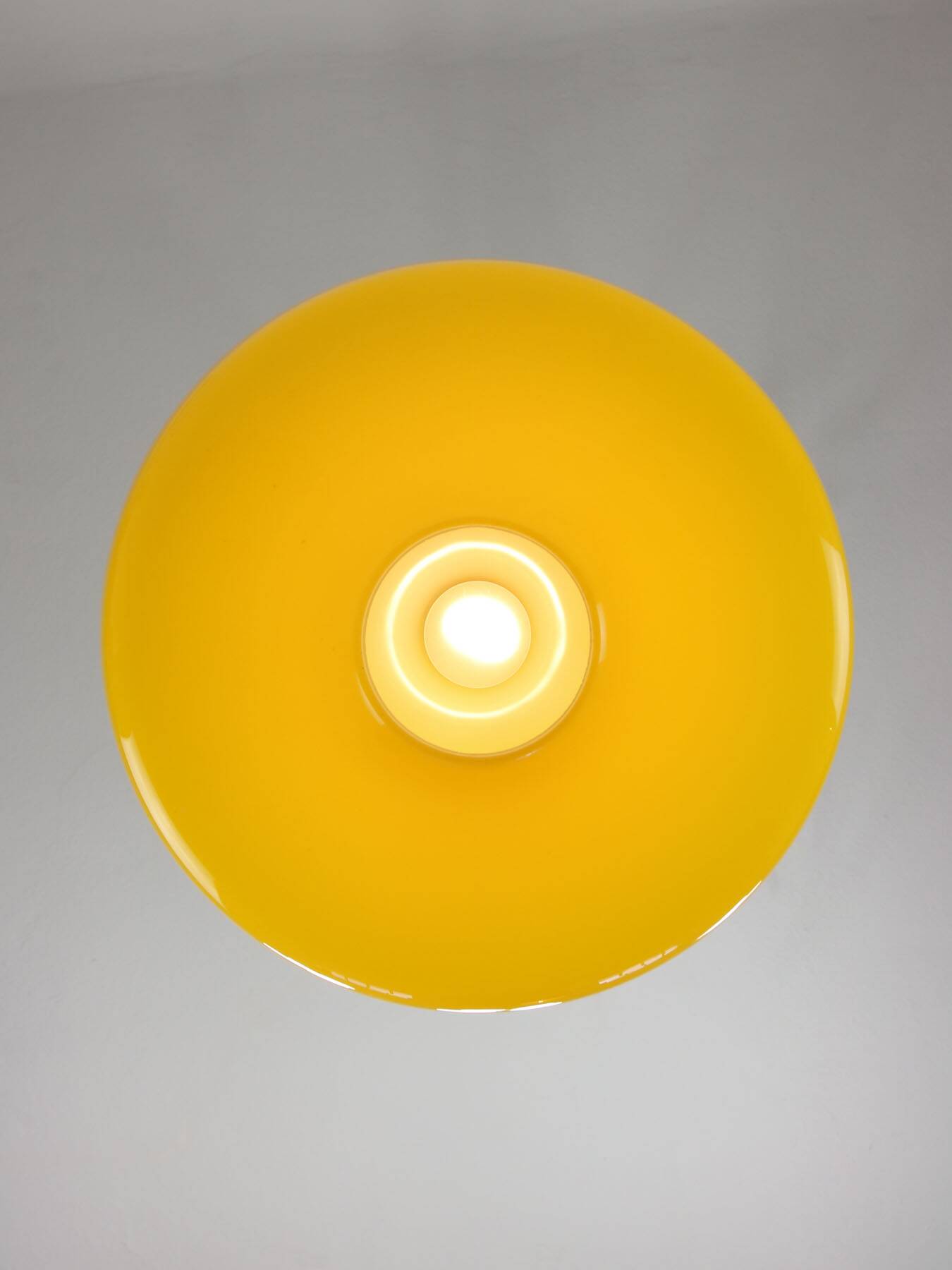 Mid-Century Italian Brass and Yellow Glass Pendant Lamp