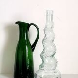 Duo de carafes en verre Empoli vintage
