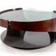 Mid-century modern wood round coffee table, italy 70s