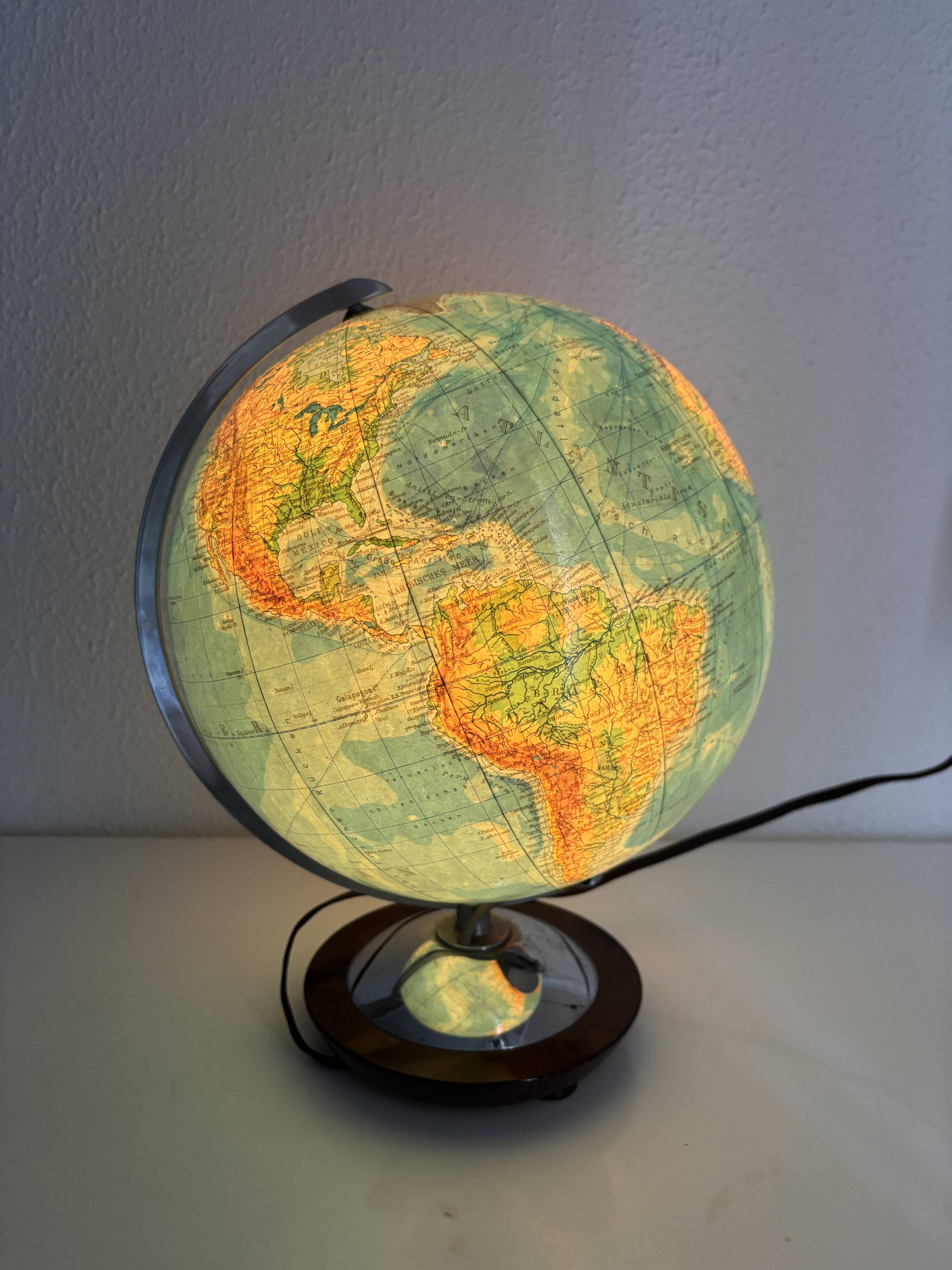 Vintage terrestrial globe 1965 German glass Columbus duo - 34 cm