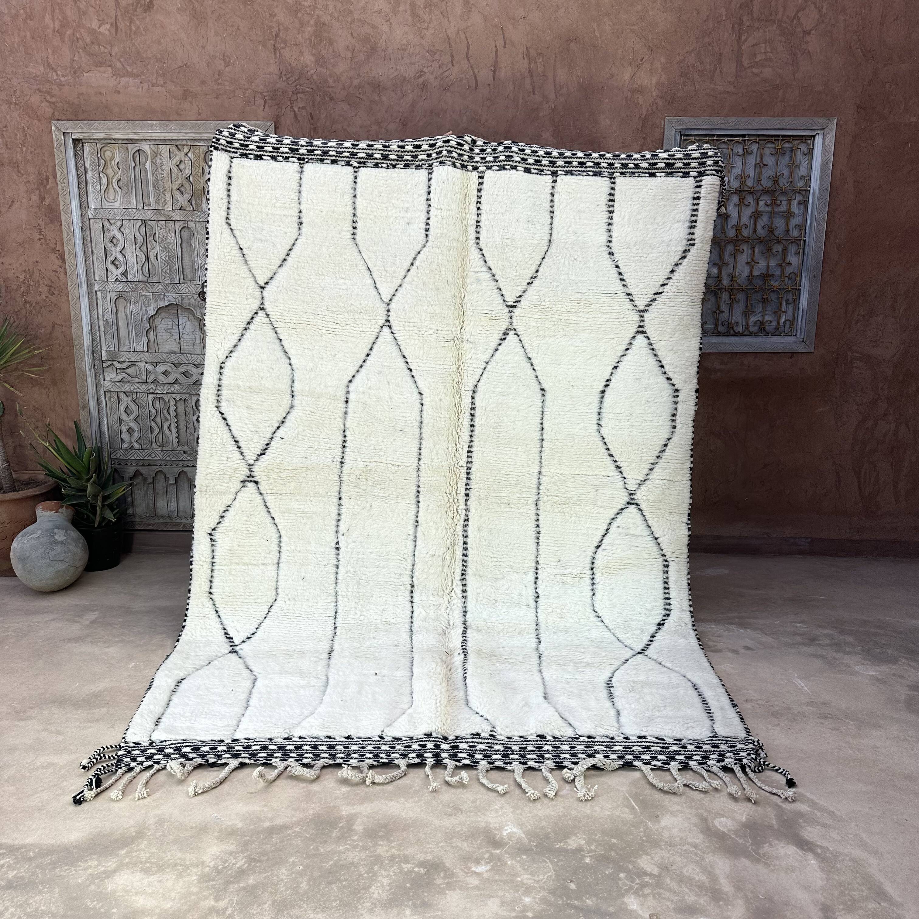 Tapis Berbère Beni Ourain blanc -  289 x 203 cm