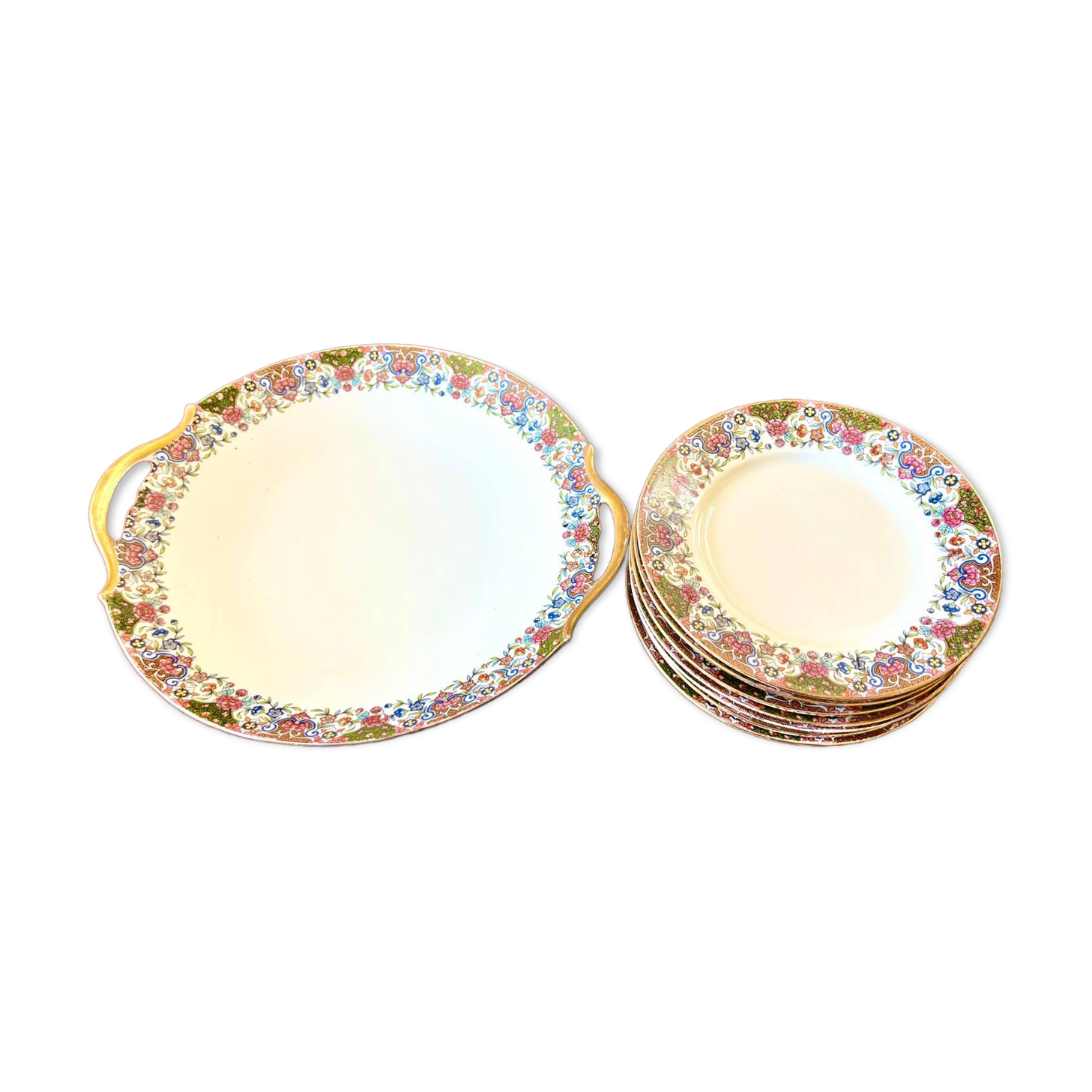 Limoges flower plates and dessert dish