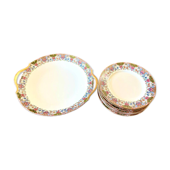 Limoges flower plates and dessert dish