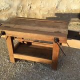 Mid-20th century beech workbench with two drawers