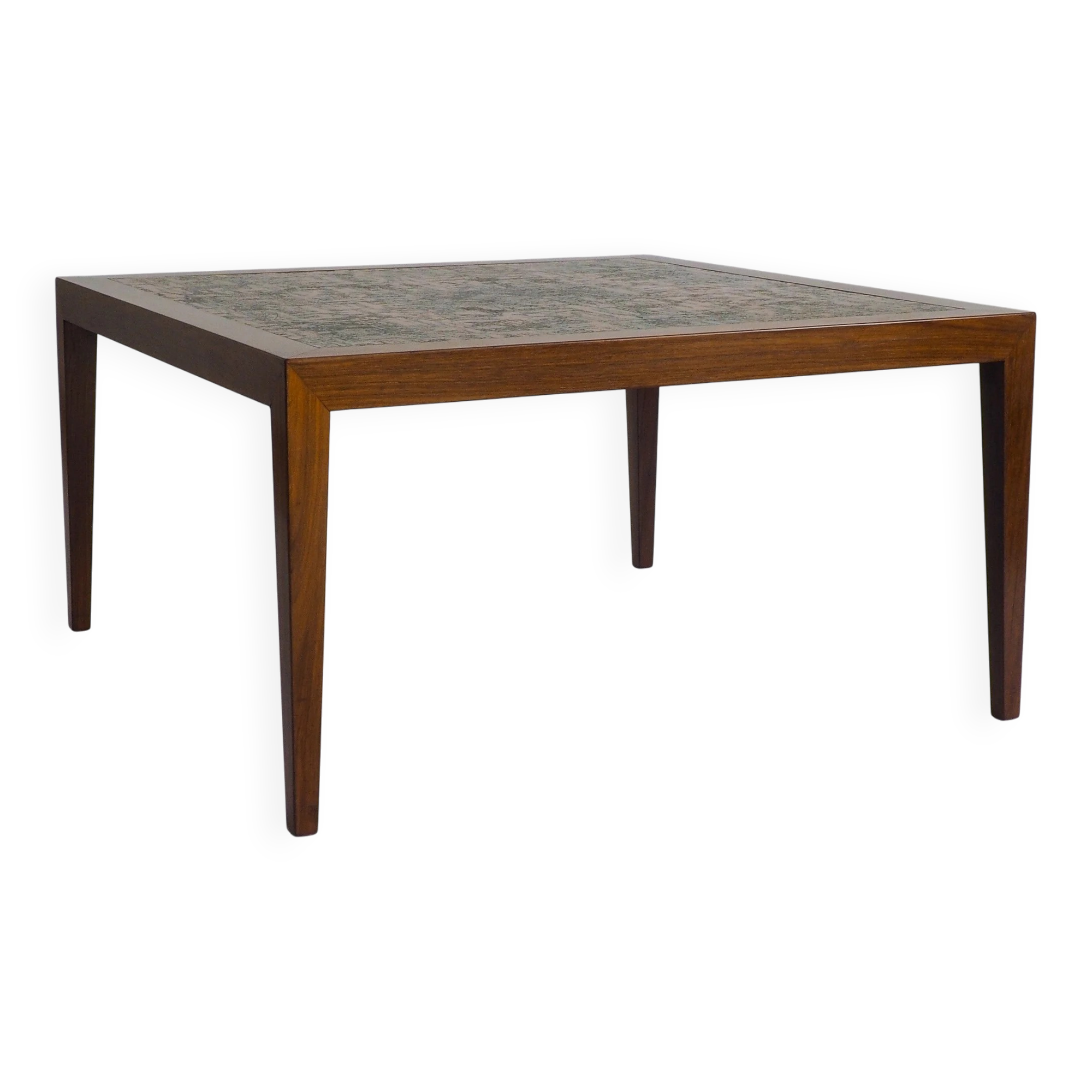 Table basse en teck et cuivre de style mid-century moderne par Severin Hansen