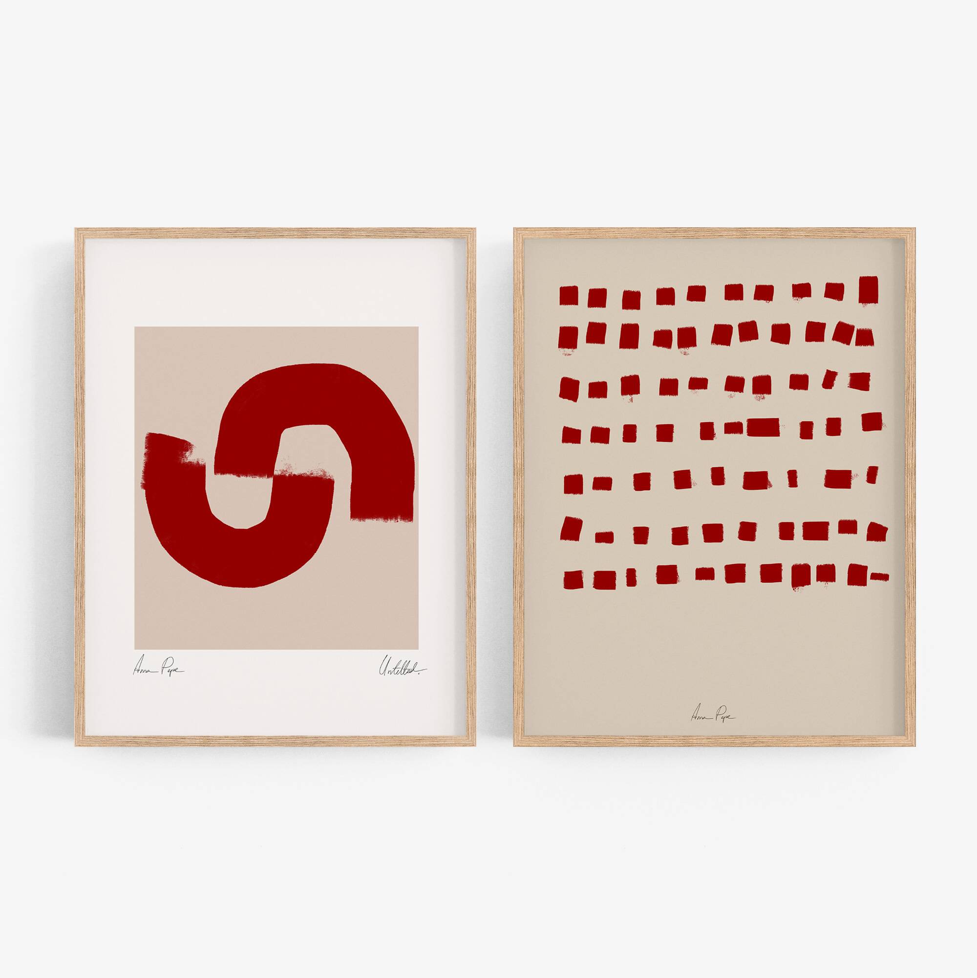 Pair of giclee prints, abstract wall art set of two, 50x70cm