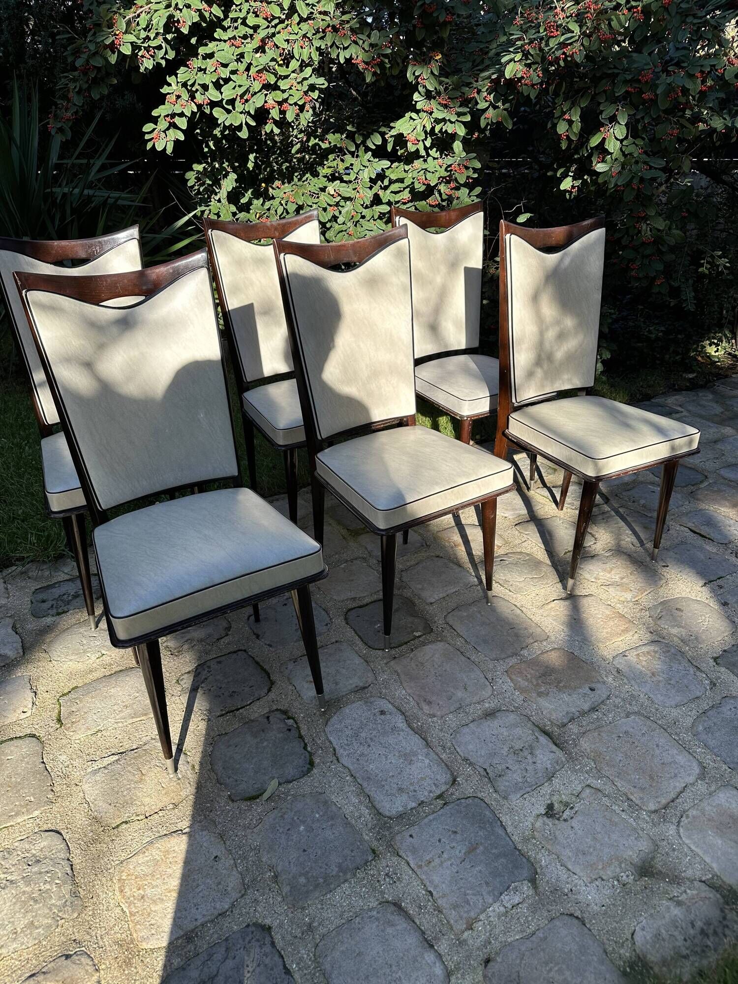 Set of 6 high back dining chairs from the 1950s - 1960s
