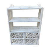 Vintage white rattan wall shelf