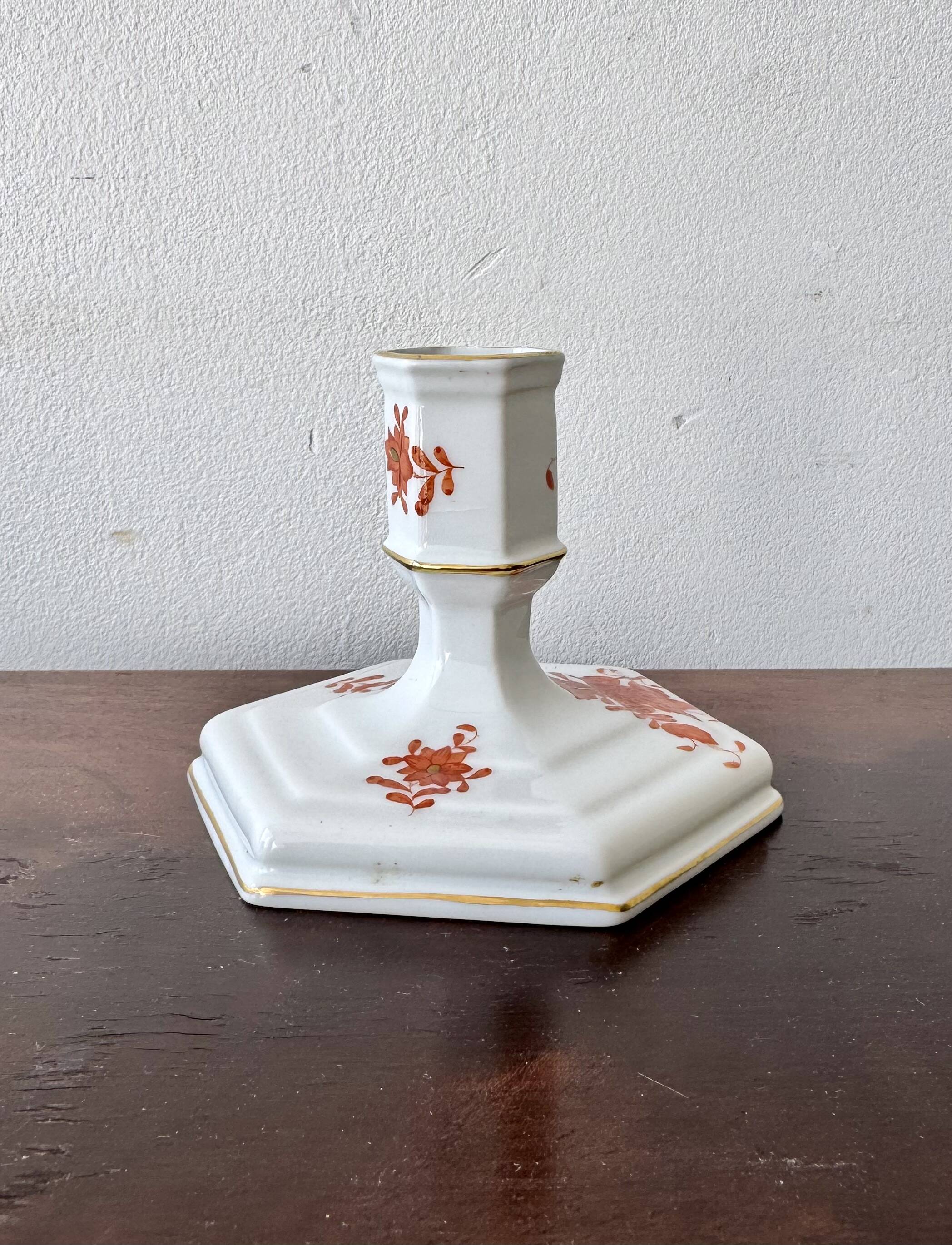 Porcelain Candlestick Orange by Herend