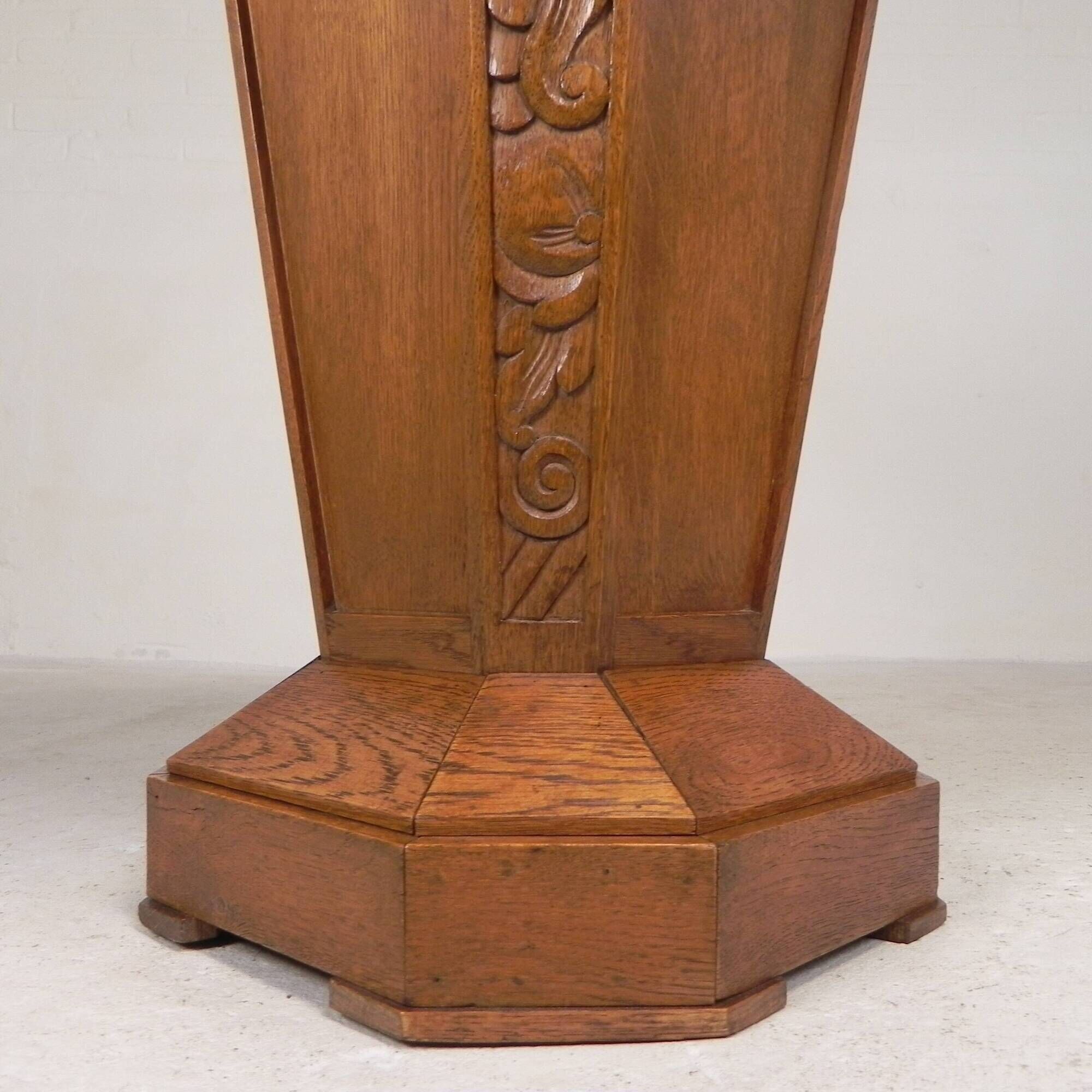 Table d'appoint octogonale Art Déco, chêne, années 1930