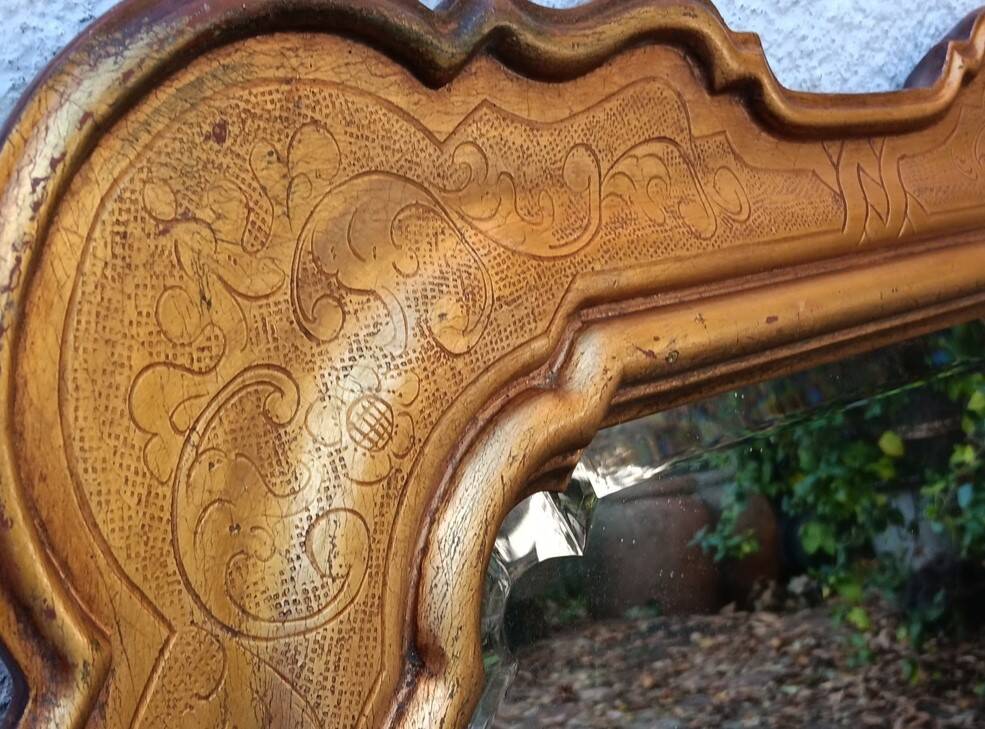 80s beveled gold mirror