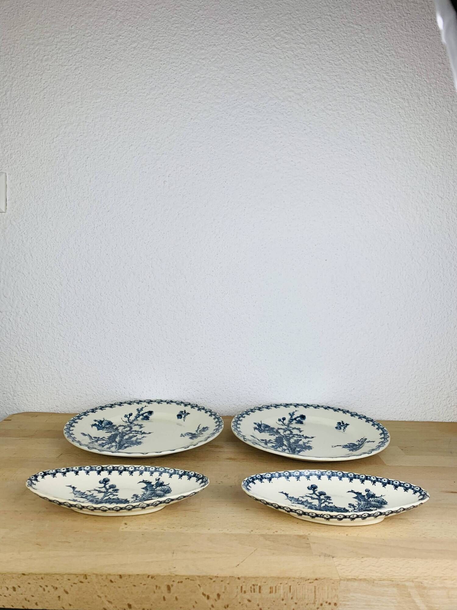 2 round dishes and 2 old Chardons model serving bowls by Gien
