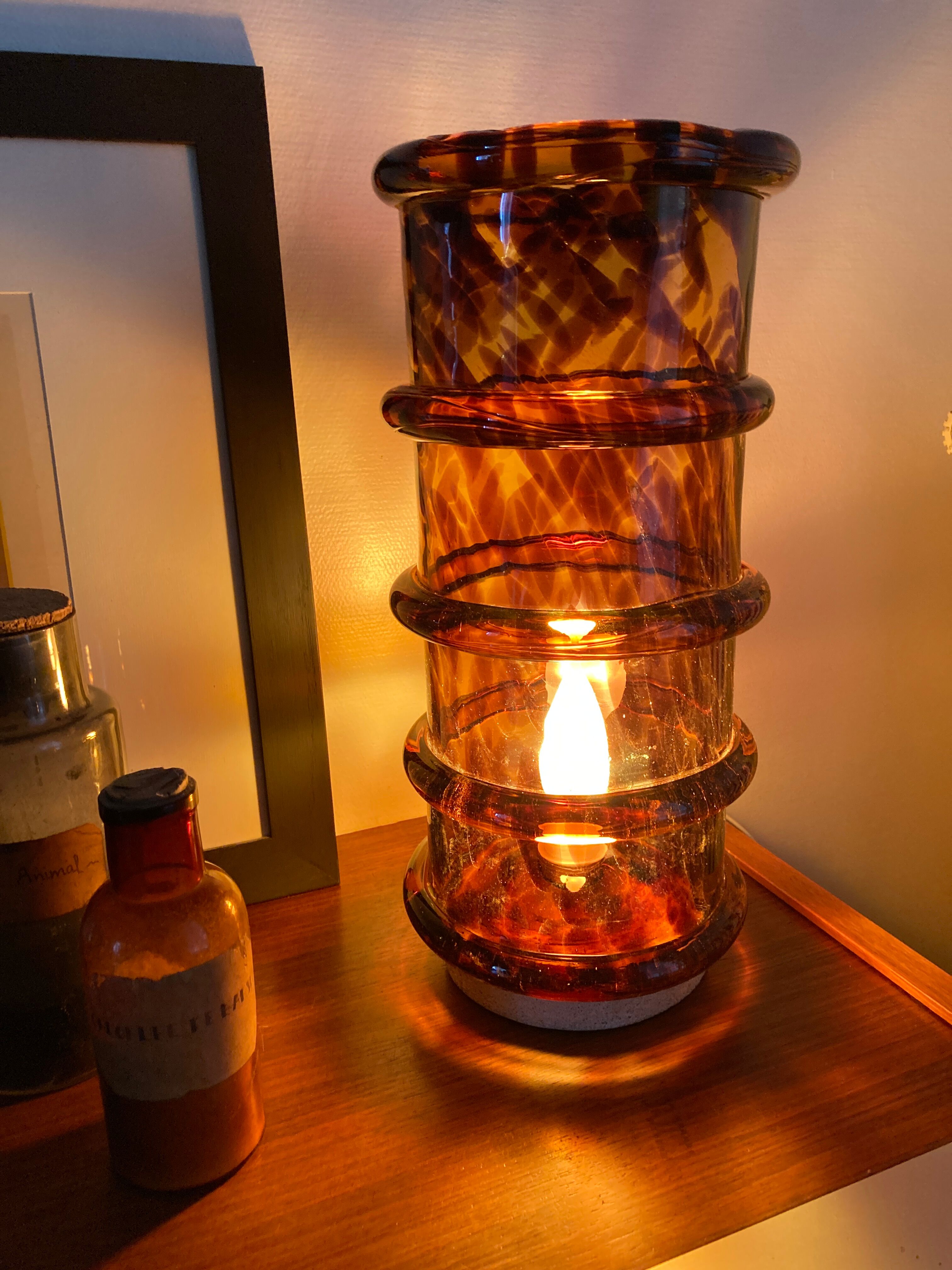Vintage blown glass lamp "tortoiseshells"