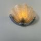 Vintage chrome and sandblasted glass shell wall lamp, France 1960