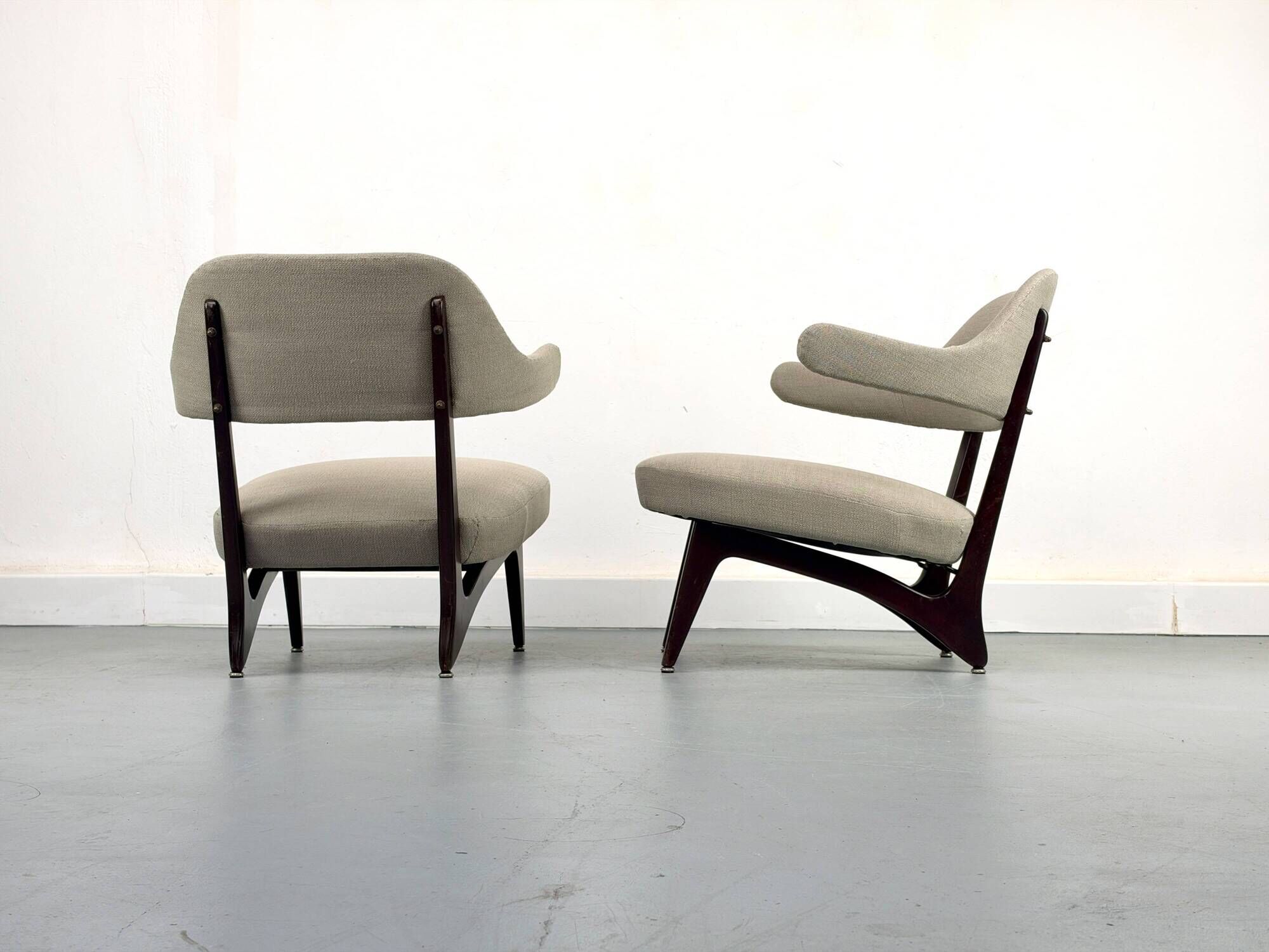 Lounge chairs with new fabric, 1950s, Set of 2