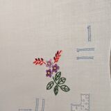 3 carrés de tissu brodés main fleurs myosotis