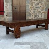 Important Indonesian bench in carved wood, Early 20th century