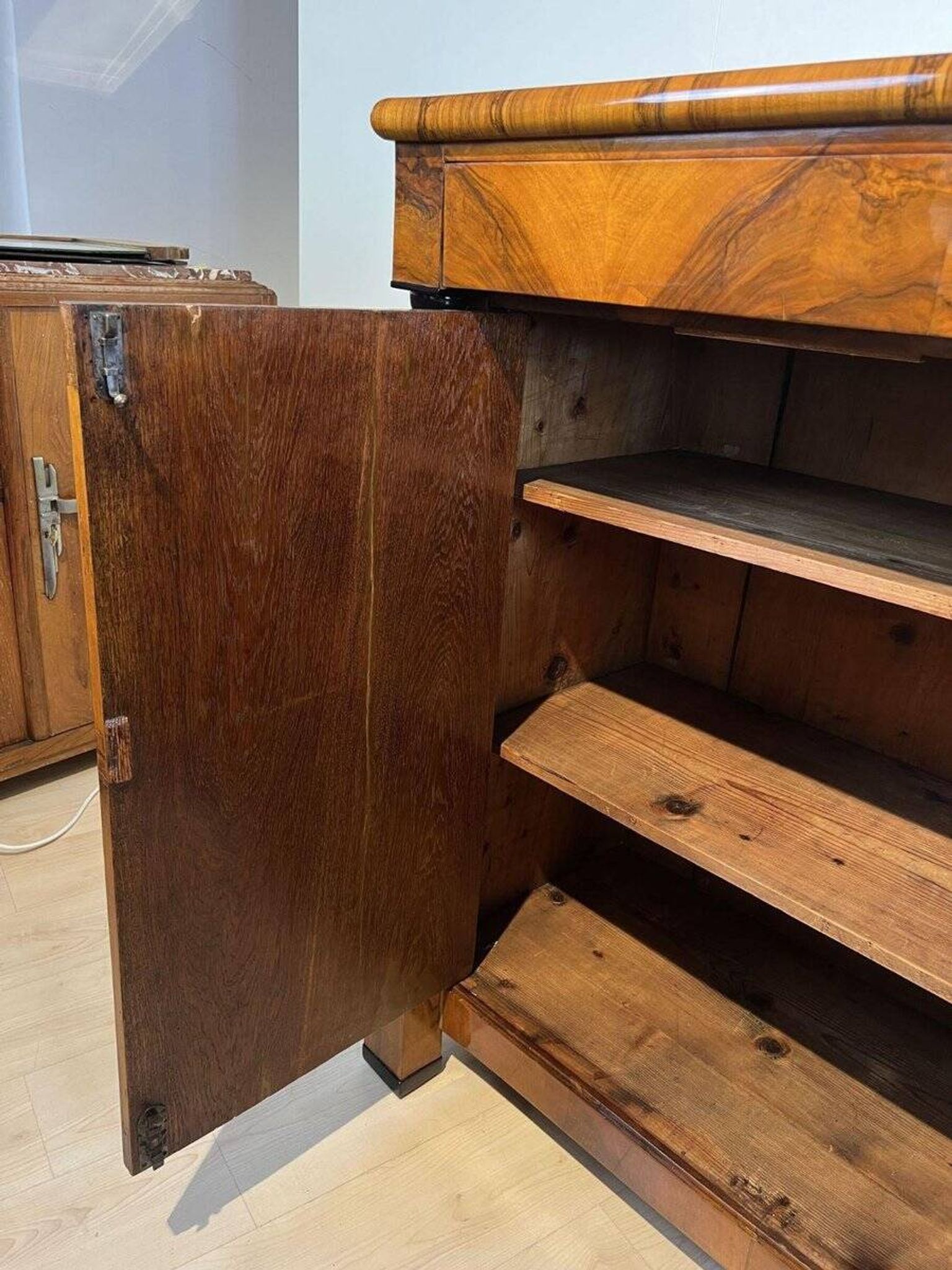 Large Biedermeier Half-Cabinet in Ebonized Walnut, South Germany, 1820