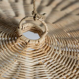 Rattan suspension or shade in the shape of a braided undulating circular tray d:80