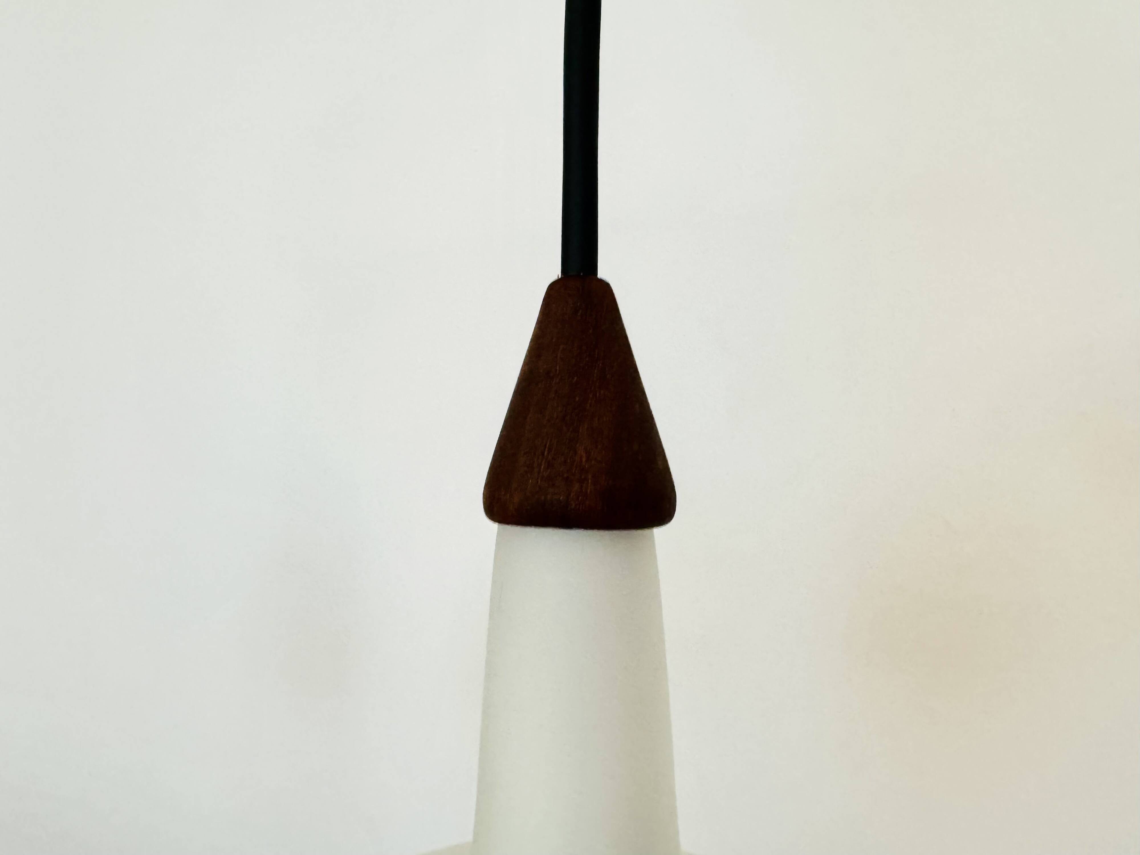 Danish Opaline and Teak Cascading Lamp by Nordisk Solar