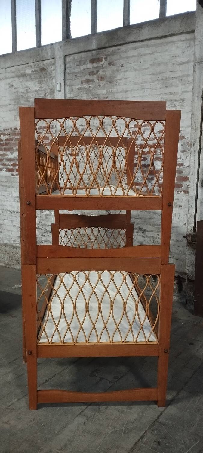 Rattan bunk bed, vintage 1960