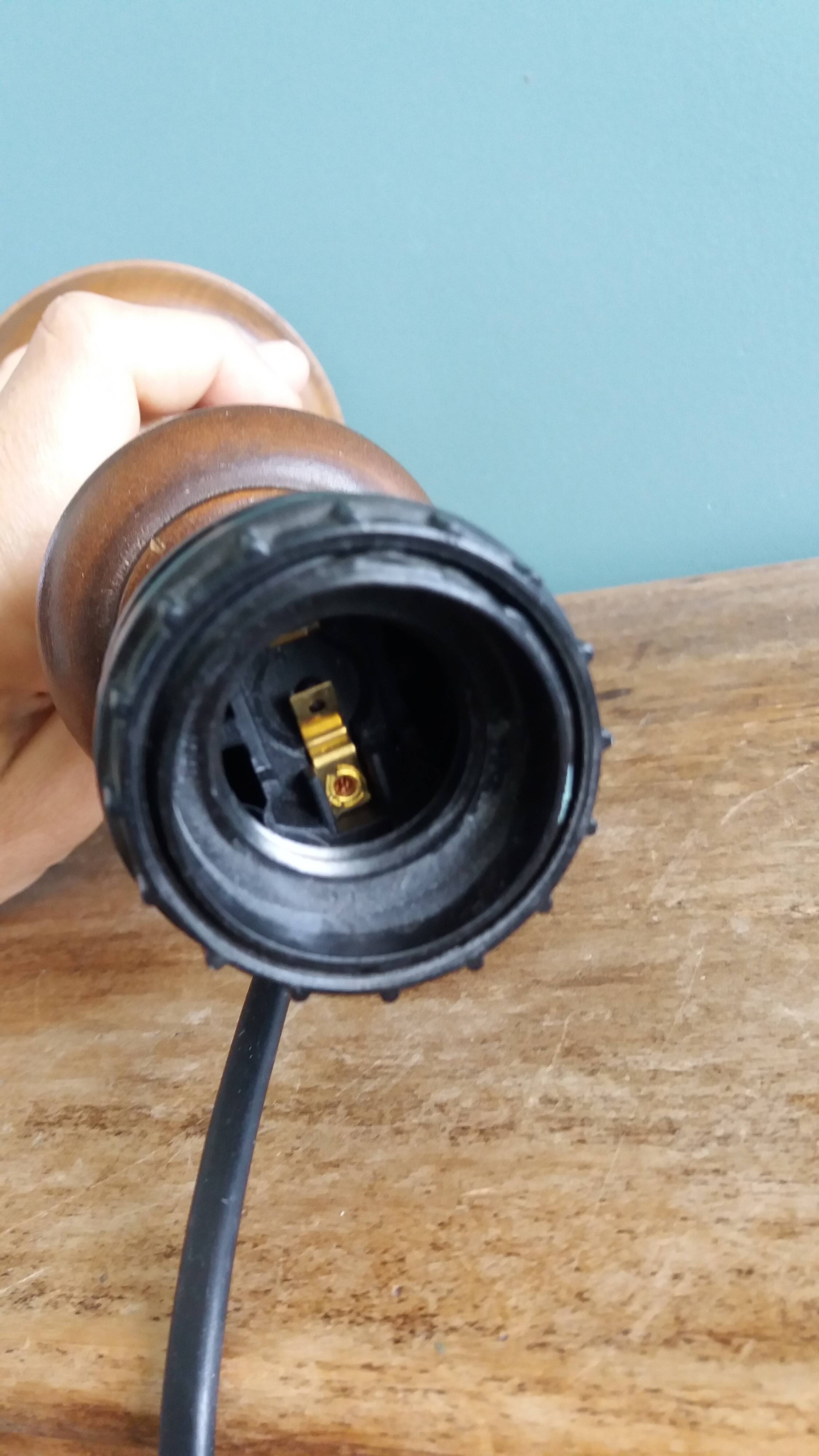Lamp, turned wooden base