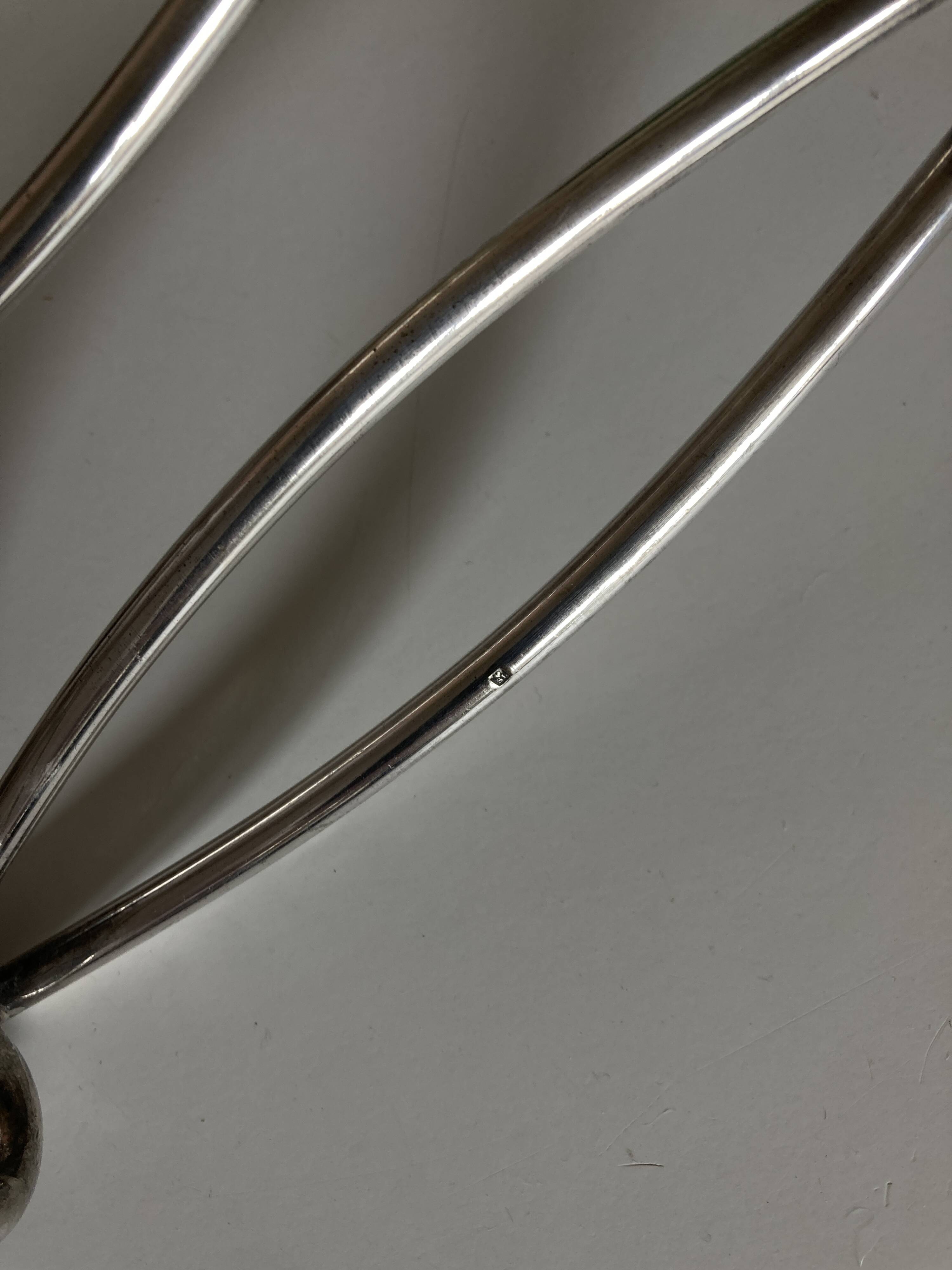 Modernist silver-plated metal trivet, hallmarked 1960