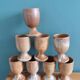 8 Puisaye stoneware stemmed glasses cups