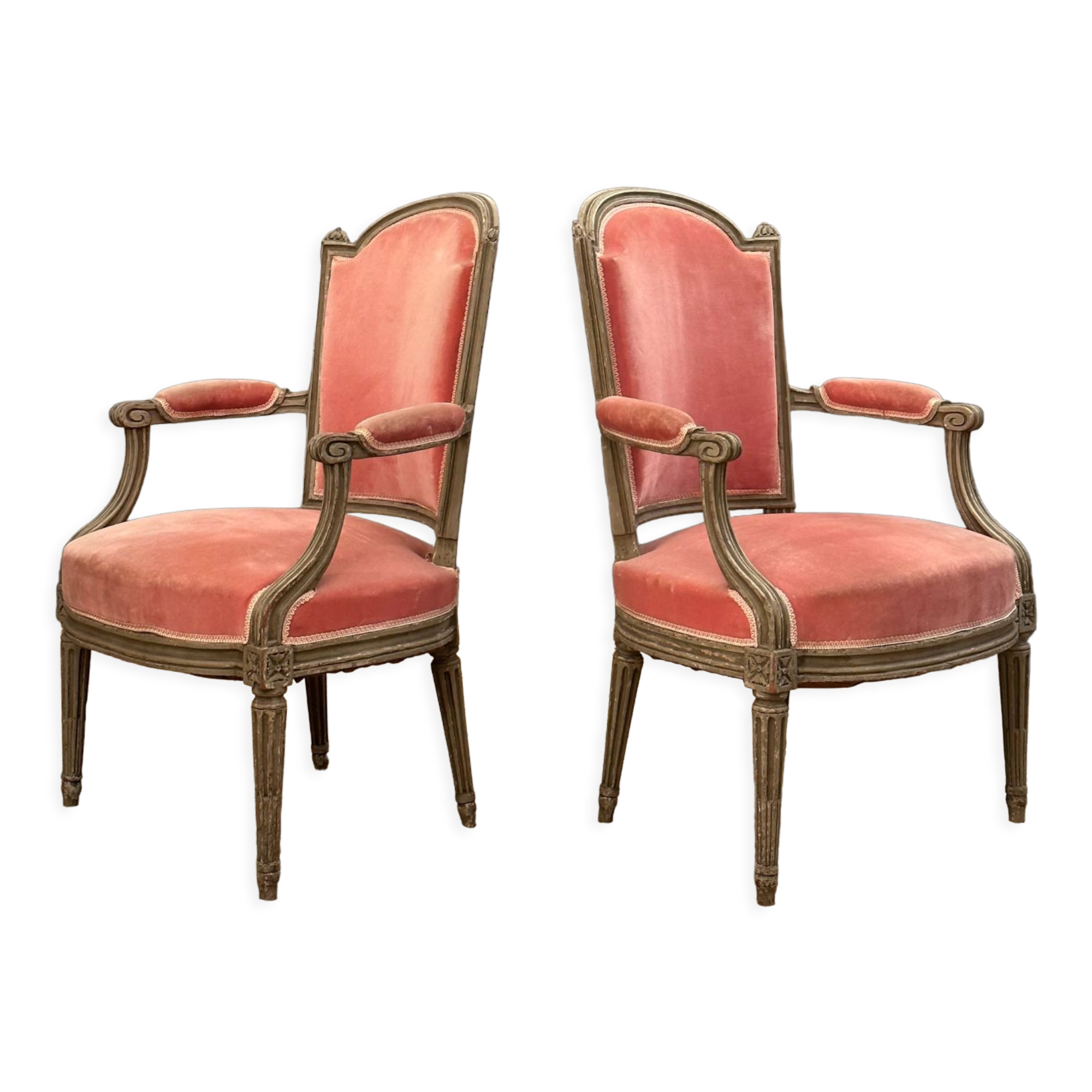 Paire de fauteuils cabriolets d'époque Louis XVI vers 1770