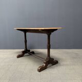 Table de bistrot ancienne française avec plateau en bois d'orme clair