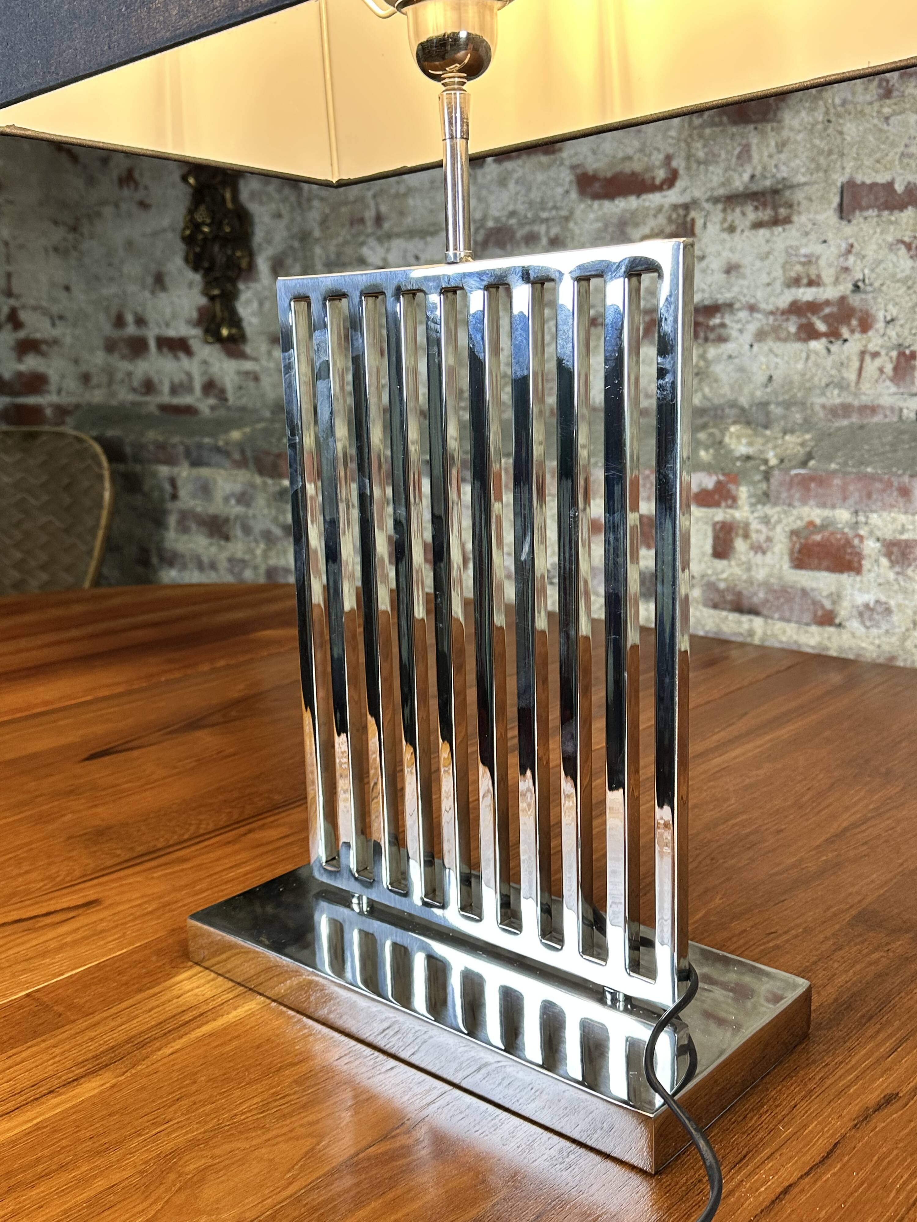 Designer lamp in chromed metal from the 2000s, height 70 cm