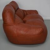 Pouf / Canapé 2 places en cuir patchwork vintage