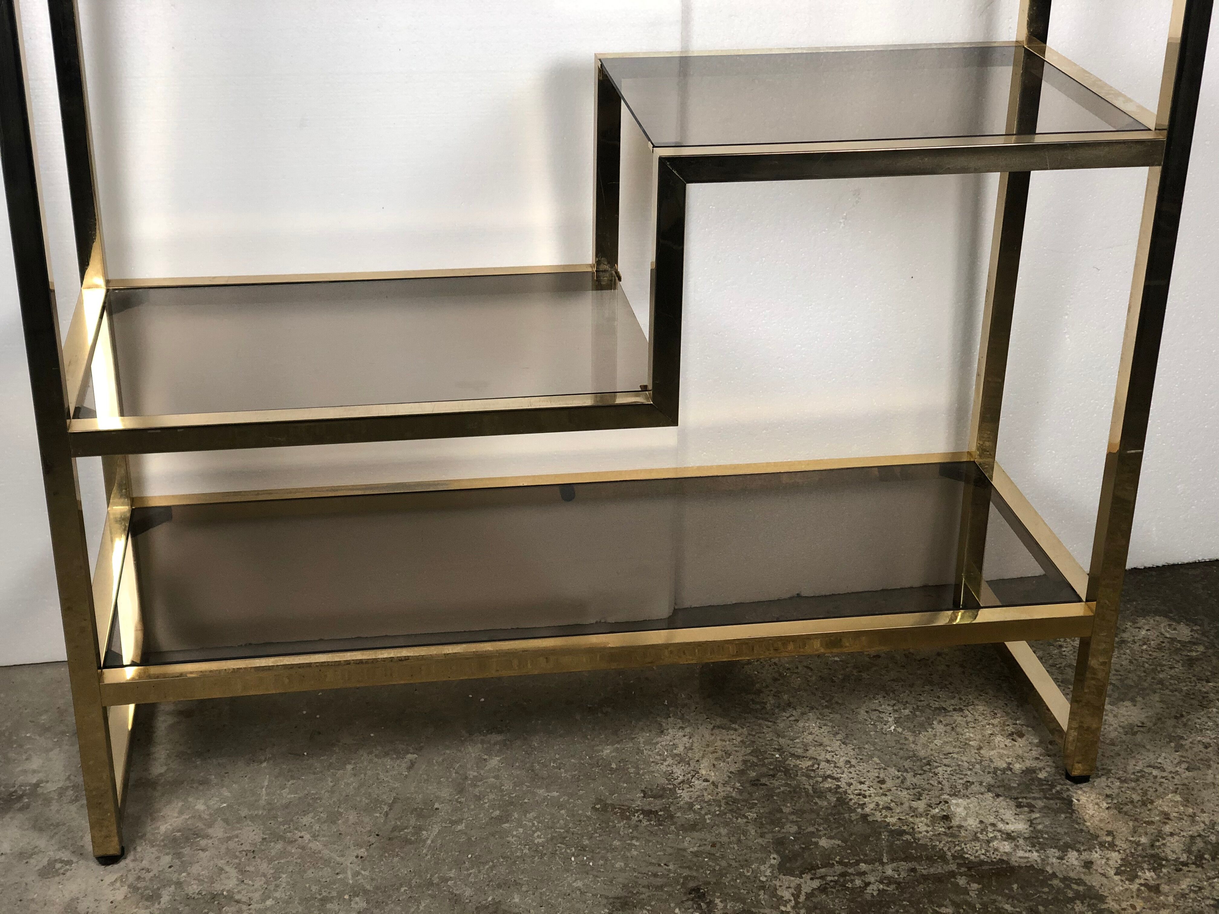 Vintage gold chrome metal Lancel bookcase 1970