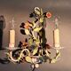 Two-light polychrome painted wrought iron wall lights, Italy 1950/1960.