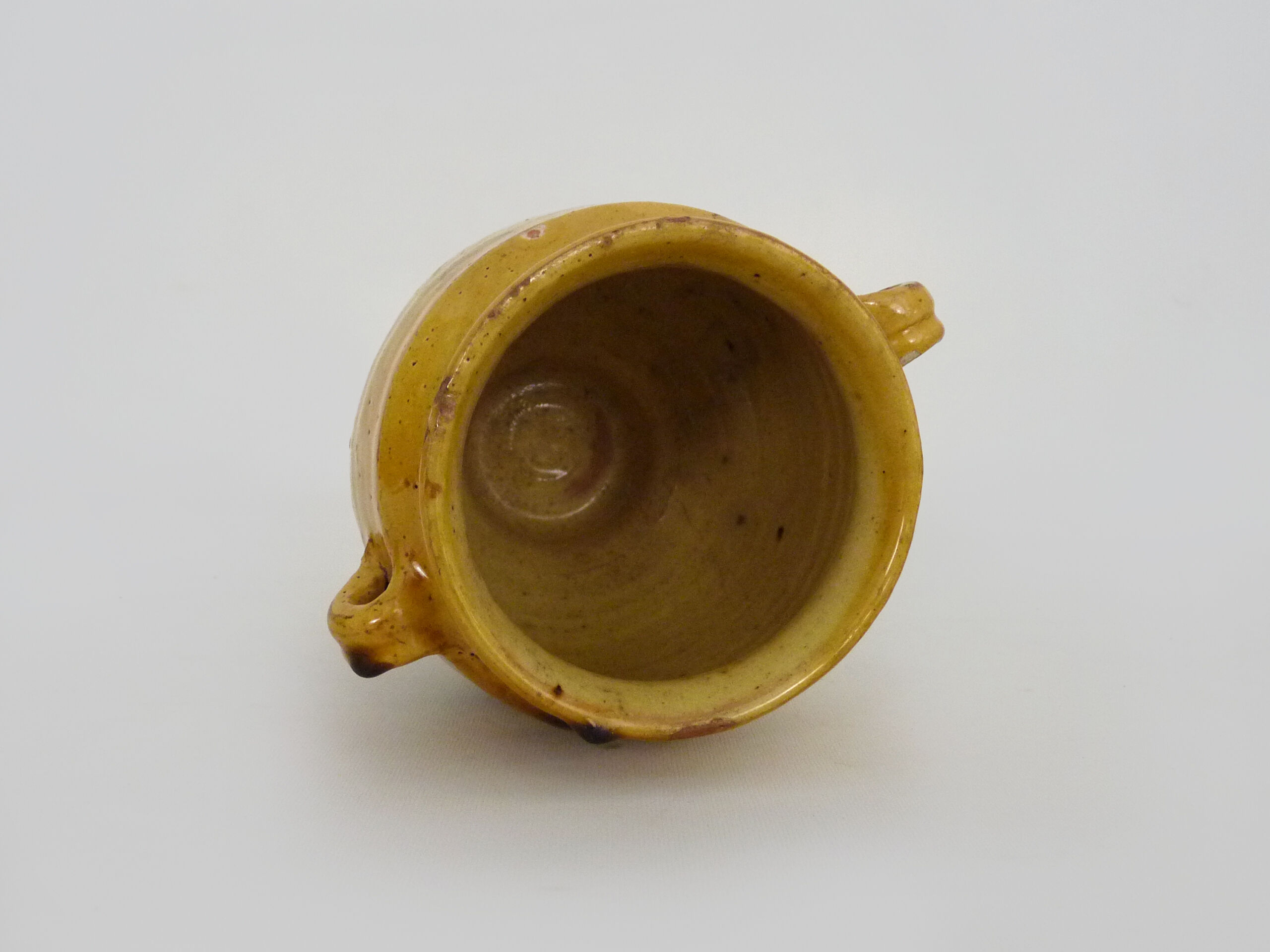 Varnished yellow confit pot, south-west of France. Conservation jar. Pyrenees XIXth