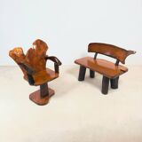 Brutalist bench and armchair set