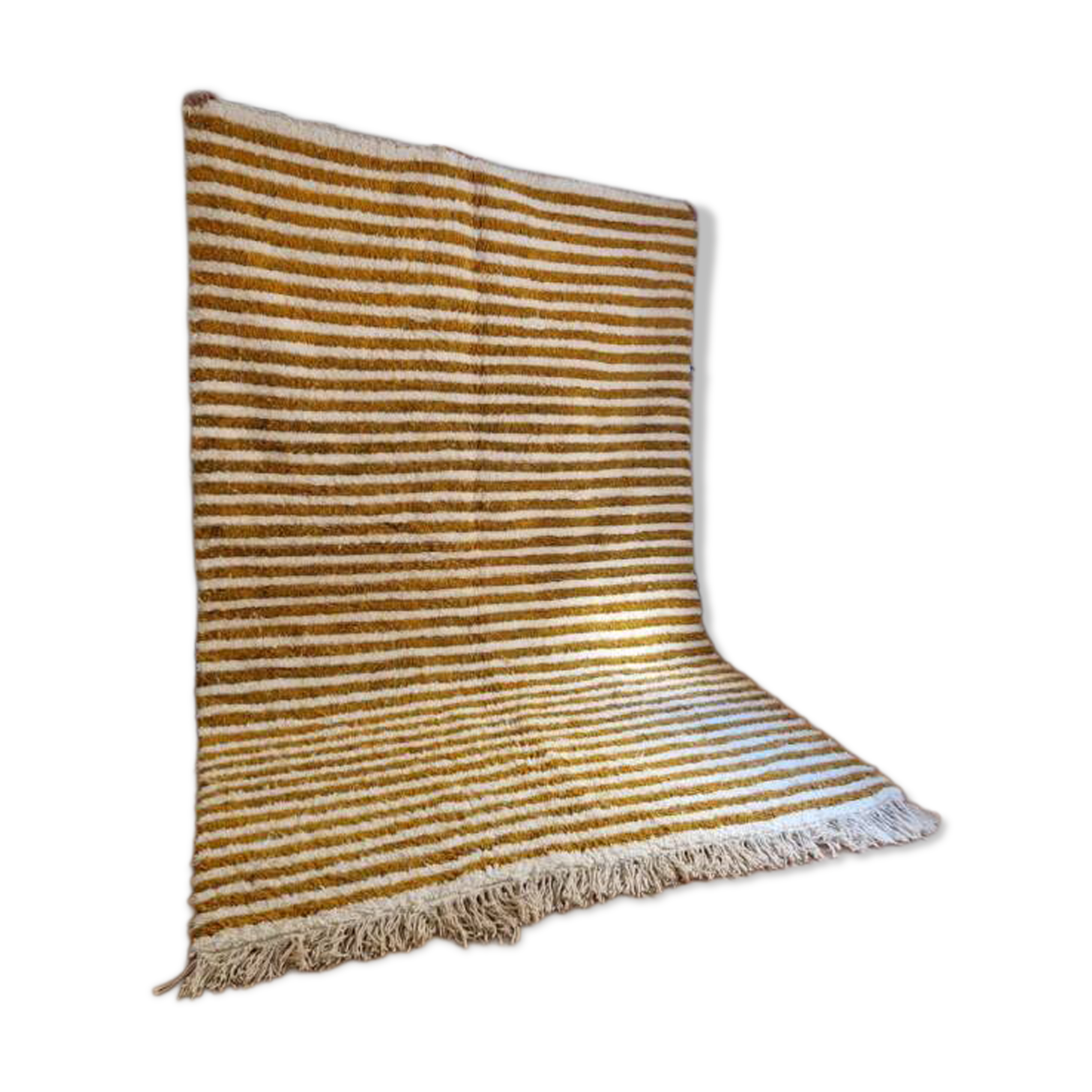 Tapis marocain tissé à la main - design à niveaux marron foncé - laine - 303 x 202 cm
