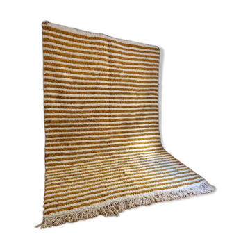 Tapis marocain tissé à la main - design à niveaux marron foncé - laine - 303 x 202 cm