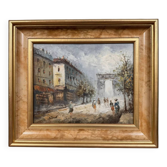 Oil painting on canvas: the Porte Saint Martin Paris circa 1980