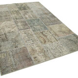 Handmade Oriental Contemporary 170 cm x 240 cm Grey Patchwork Rug