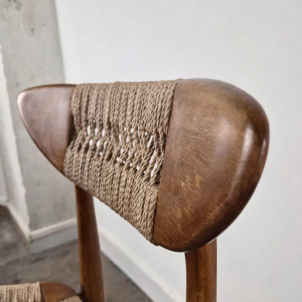 Chaise en teck et corde par Hans J. Wegner, Danemark, 1950