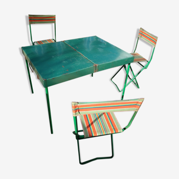 Picnic table and chairs Manufrance vintage briefcase