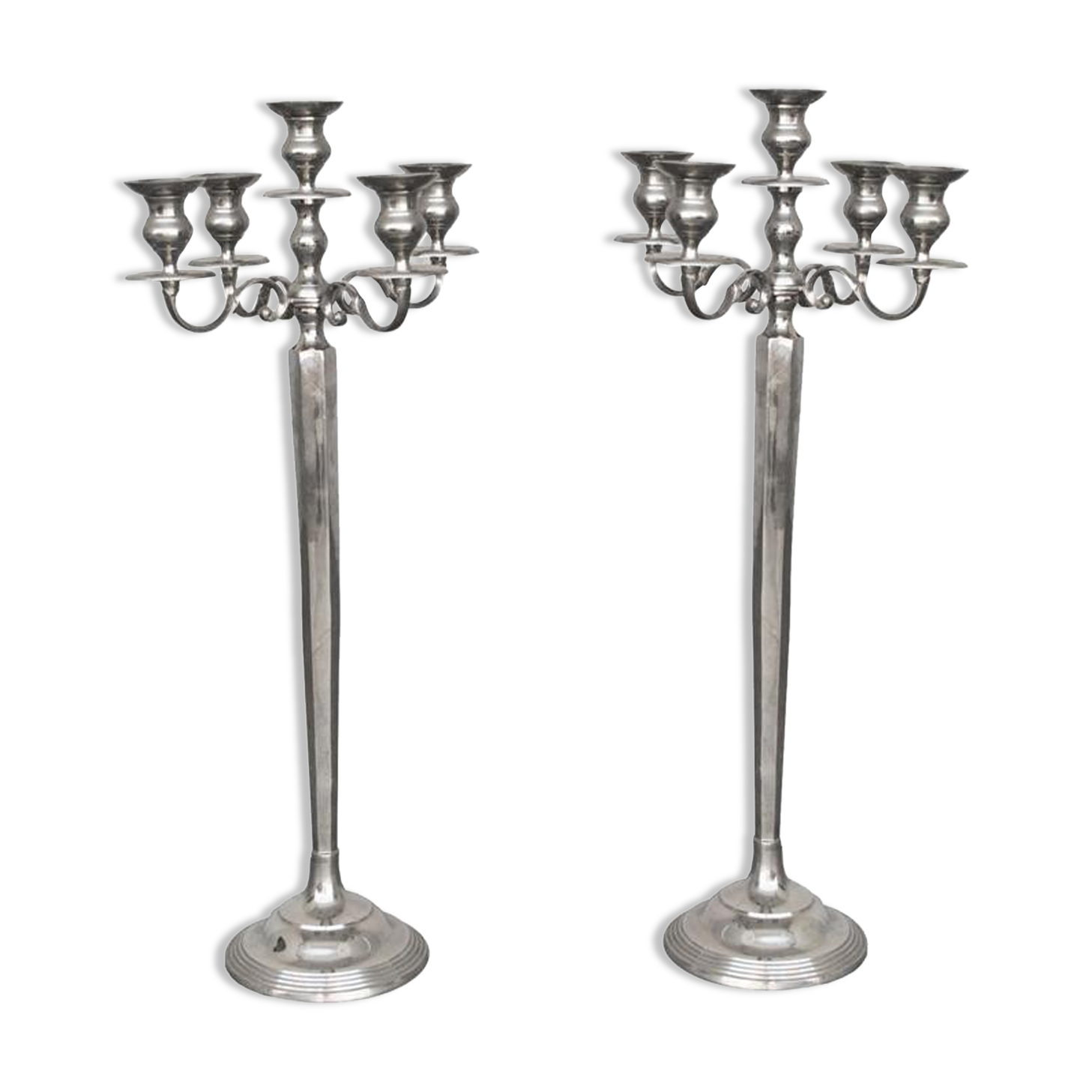Pair of candlesticks on silver feet