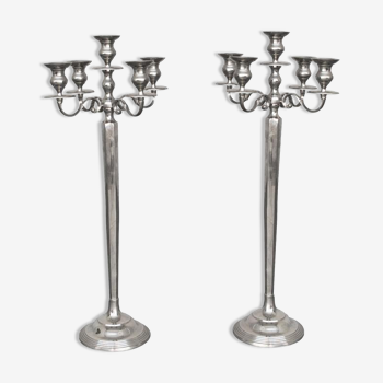 Pair of candlesticks on silver feet