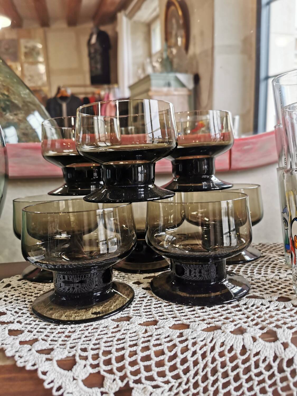 Smoked glass cups