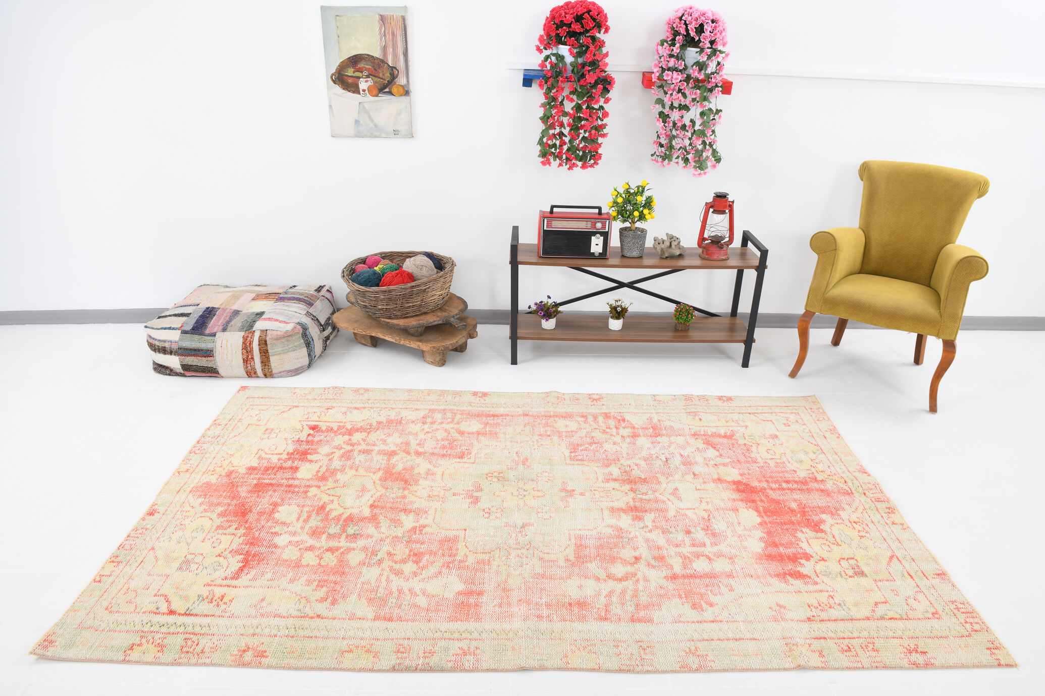 5x8 Pale Red & Cream Vintage Area Rug, 153x256Cm